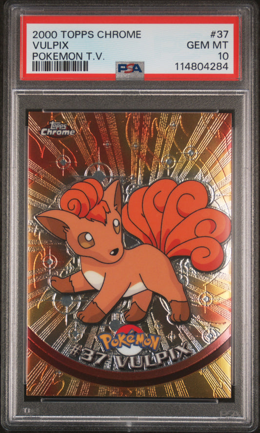 Vulpix 2000 Topps Chrome Pokemon T.V. #37 Pokemon T.V. PSA 10 - Front