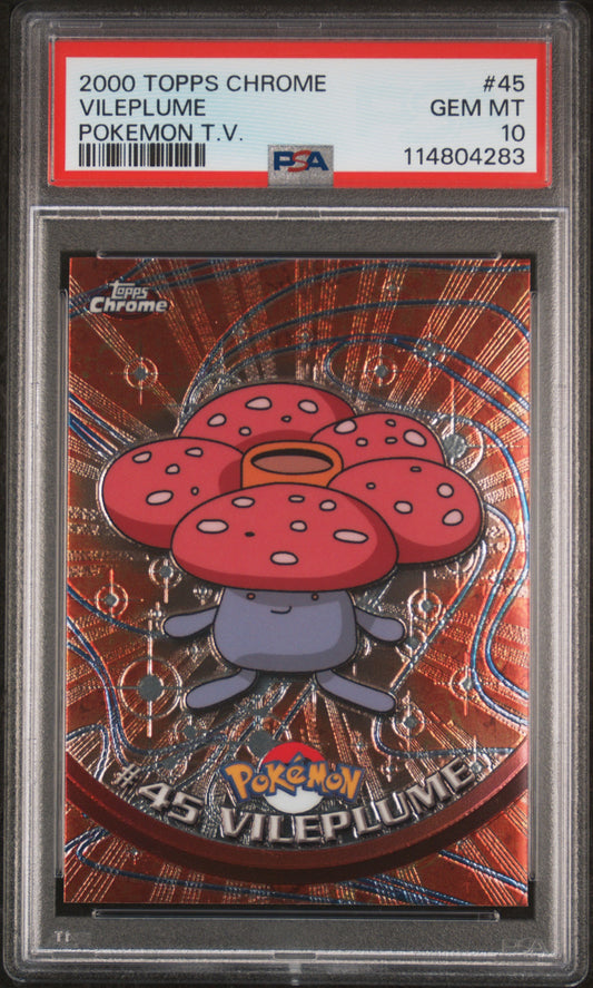 Vileplume 2000 Topps Chrome Pokemon T.V. #45 Pokemon T.V. PSA 10 - Front