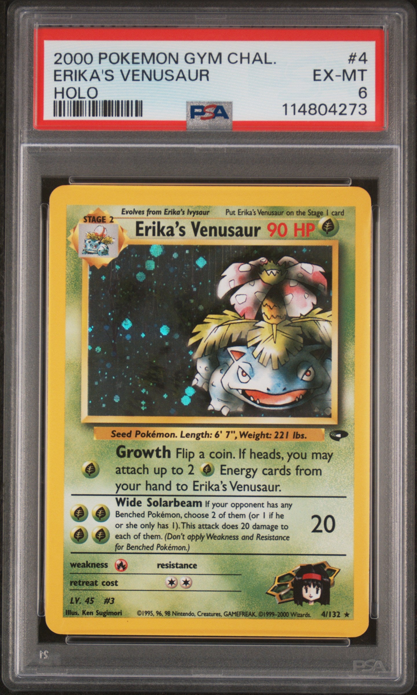 Erika'S Venusaur 2000 Pokemon Gym Challenge #4 Holo PSA 6 - Front