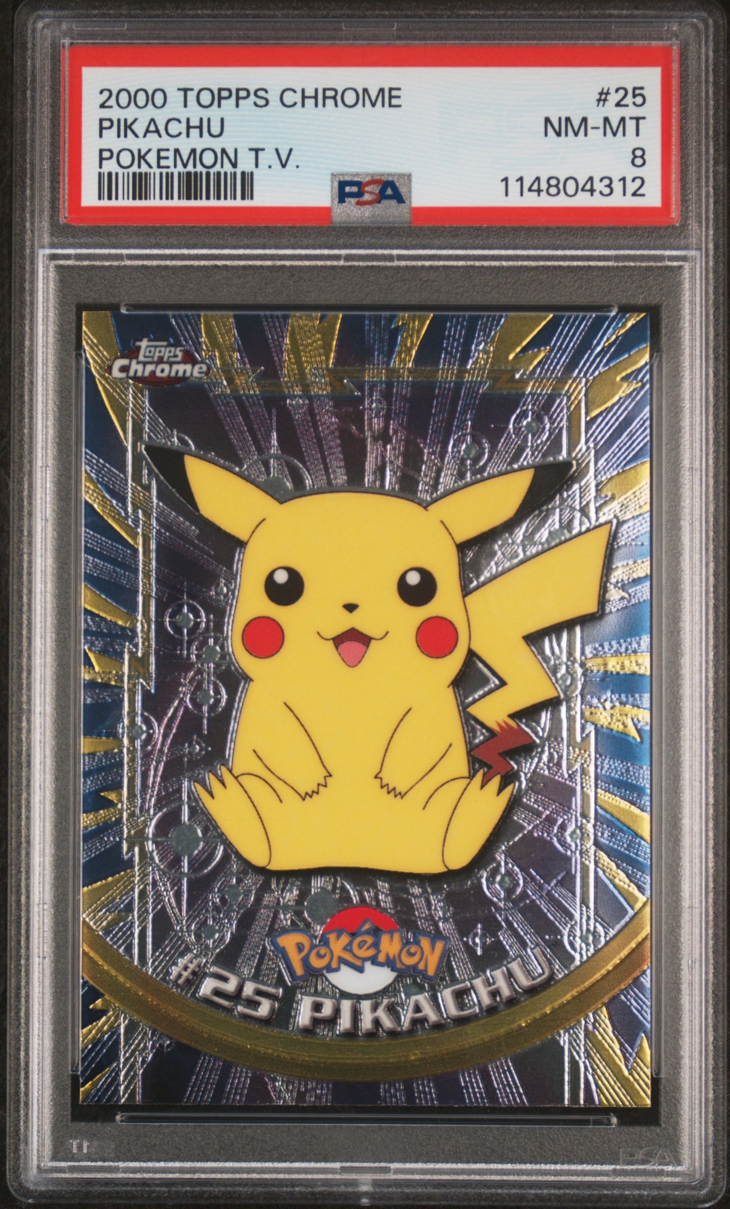 Pikachu 2000 Topps Chrome Pokemon T.V. #25 Pokemon T.V. PSA 8 - Front