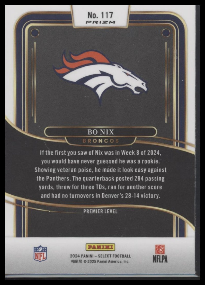 Bo Nix 2024 Panini Select #117 - Back