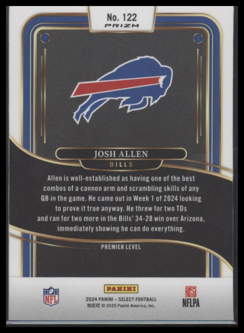 Josh Allen 2024 Panini Select #122 Prizm Shock - Back