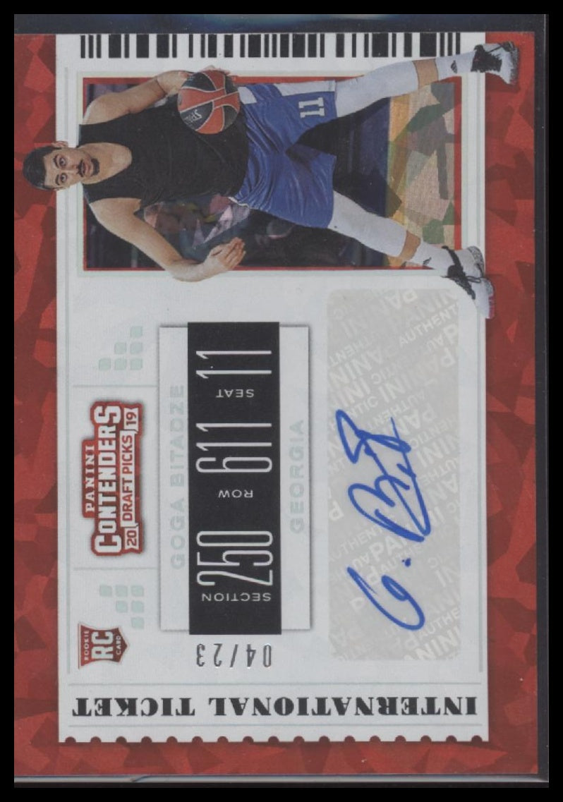 Goga Bitadze 2019 Panini Contenders International Cracked Ice Ticket #/23 - Front
