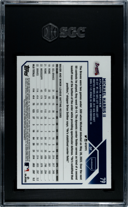 Michael Harris II 2023 Topps Chrome #79 Prism Ref. SGC 10 - Back