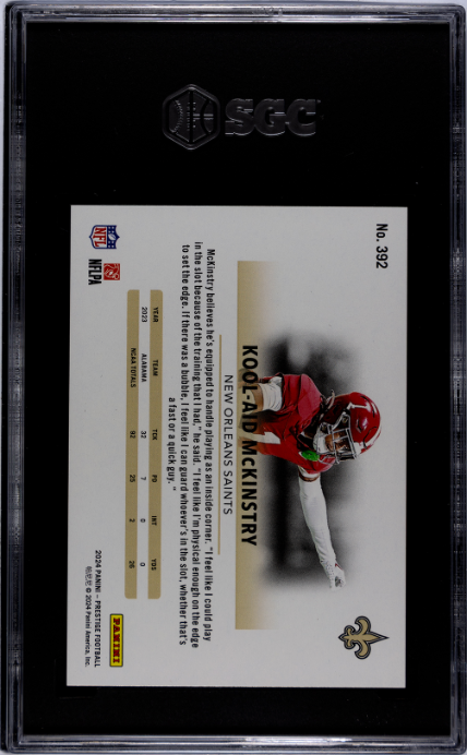 Kool-Aid Mckinstry 2024 Panini Prestige SP Xtra Points Purple Premium SGC 9.5 - Back