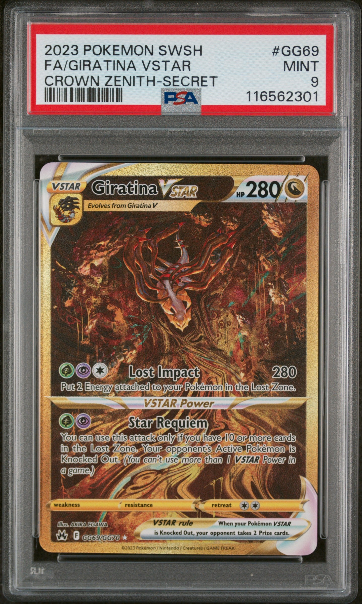 Fa/Giratina Vstar 2023 Pokemon Crown Zenith #GG69 Crown Zenith-Secret PSA 9 - Front