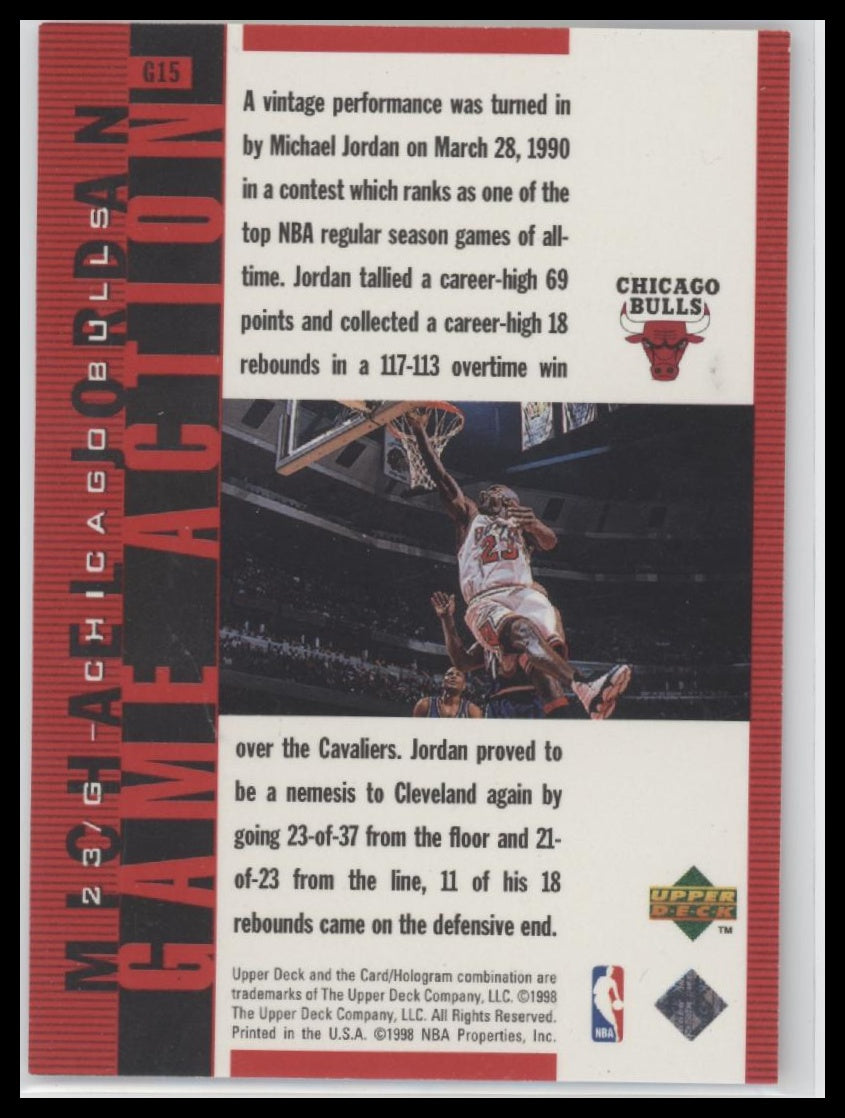 Michael Jordan 1998 Living Legend #G15 Game Action Red #/2300 - Back