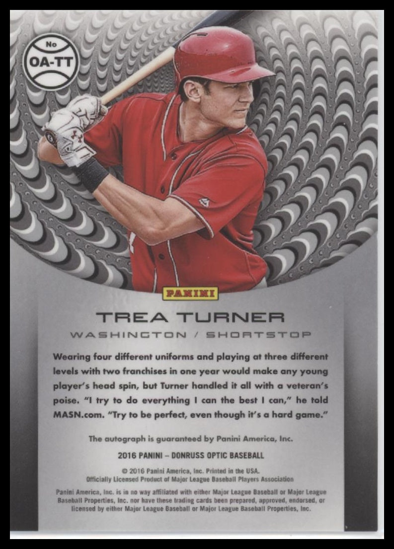 Trea Turner 2016 Donruss Optic #OA-TT Optic Autographs - Back