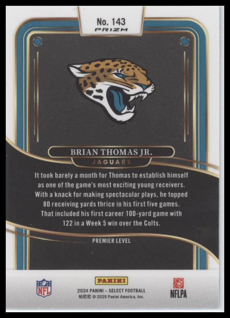 Brian Thomas Jr. 2024 Panini Select #143 Black Red Blue Prizm Shock - Back