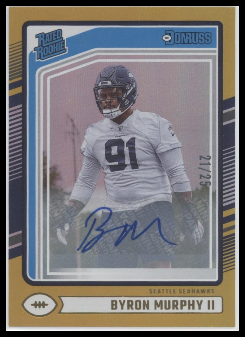 Byron Murphy II 2024 Donruss #321 Rated Rookies Autographs Gold #/25 - Front