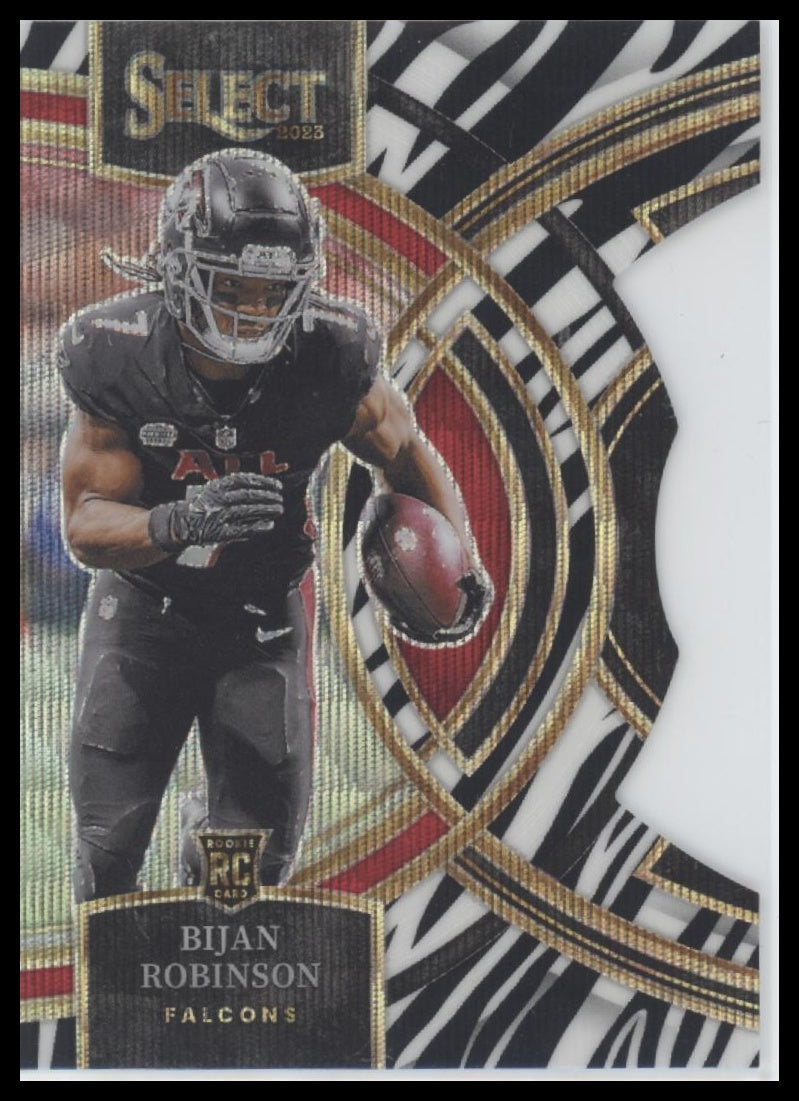 Bijan Robinson 2023 Panini Select #180 Zebra Prizms Die Cuts - Front