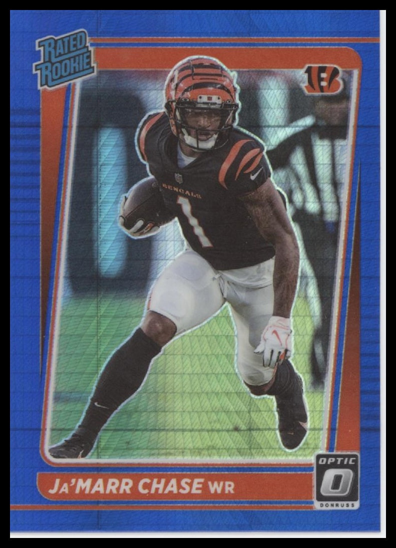 Ja'Marr Chase 2021 Donruss Optic #207 Blue Hyper - Front