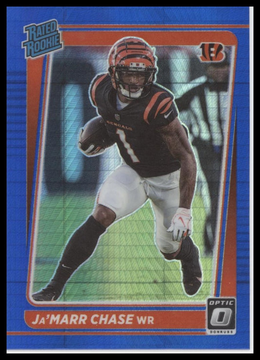 Ja'Marr Chase 2021 Donruss Optic #207 Blue Hyper - Front