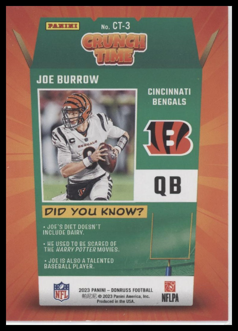 Joe Burrow 2023 Donruss #CT-3 Crunch Time - Back
