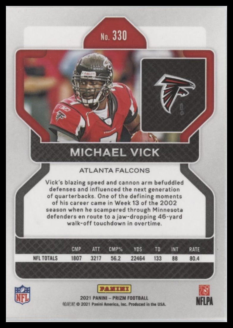 Michael Vick 2021 Panini Prizm #330 Autographs Prizm Silver - Back