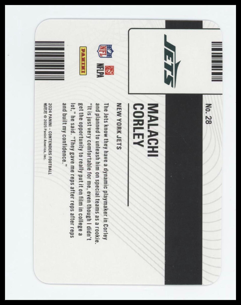 Malachi Corley 2024 Panini Contenders #28 Permit to Dominate - Back