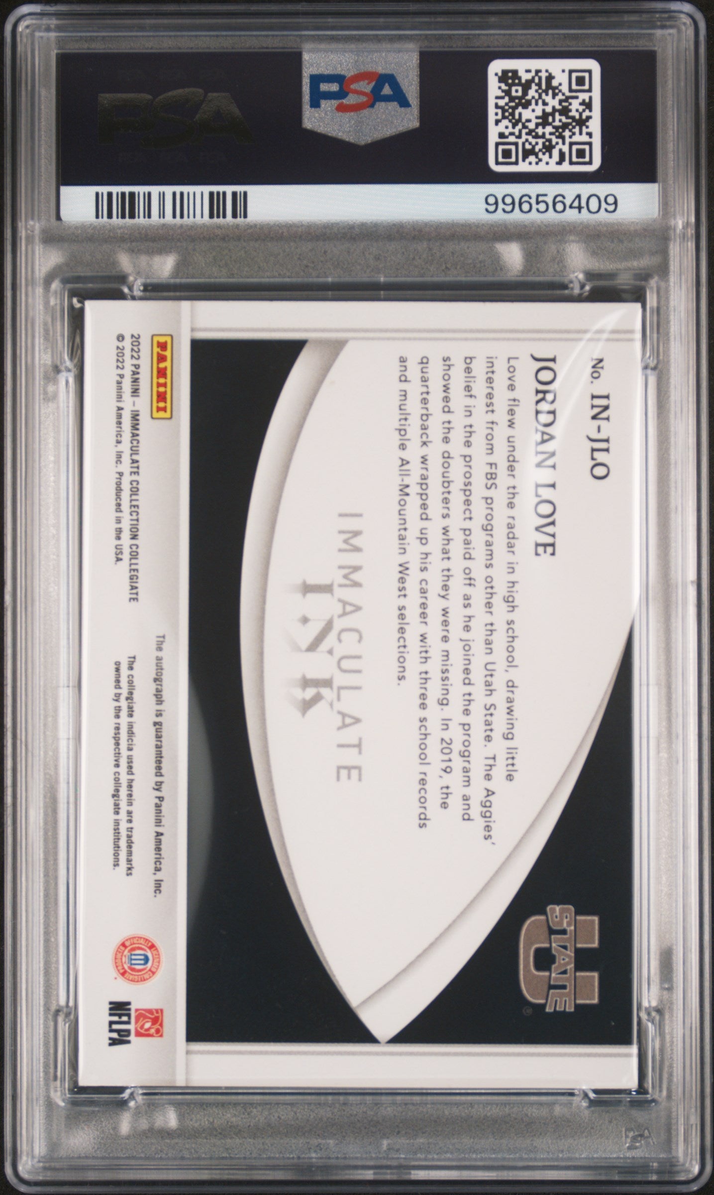 Jordan Love 2022 Collection Collegiate Immaculate Ink Immaculate Ink PSA 10 - Back
