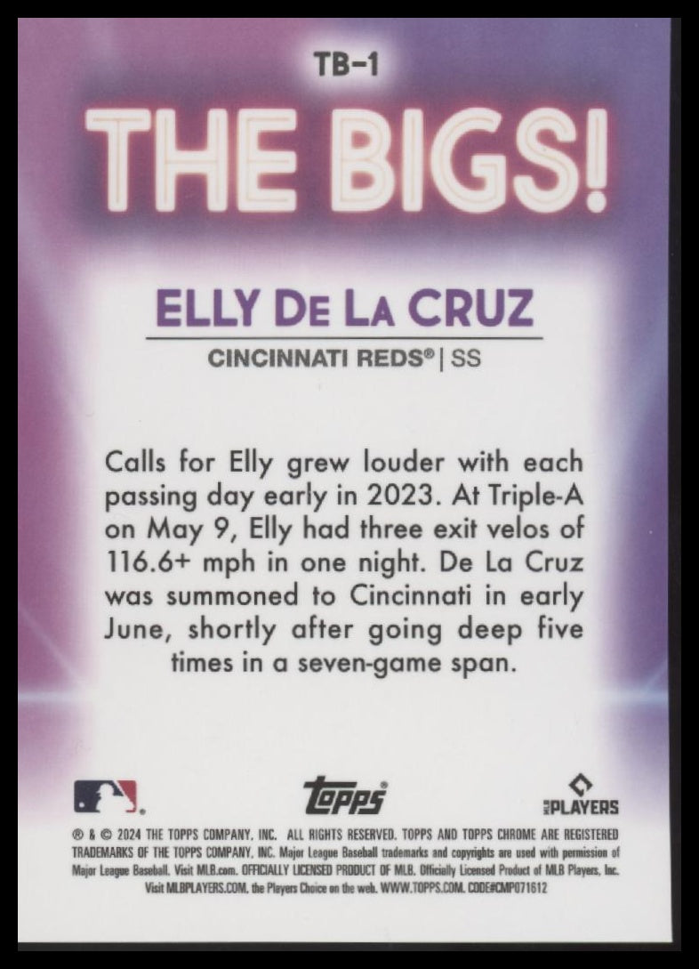 Elly De La Cruz 2024 Topps Big League #TB-1 The Bigs! #/24 - Back