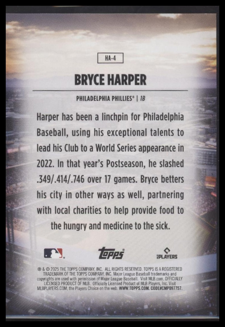 Bryce Harper 2025 Topps #HA-4 Home Field Advantage - Back