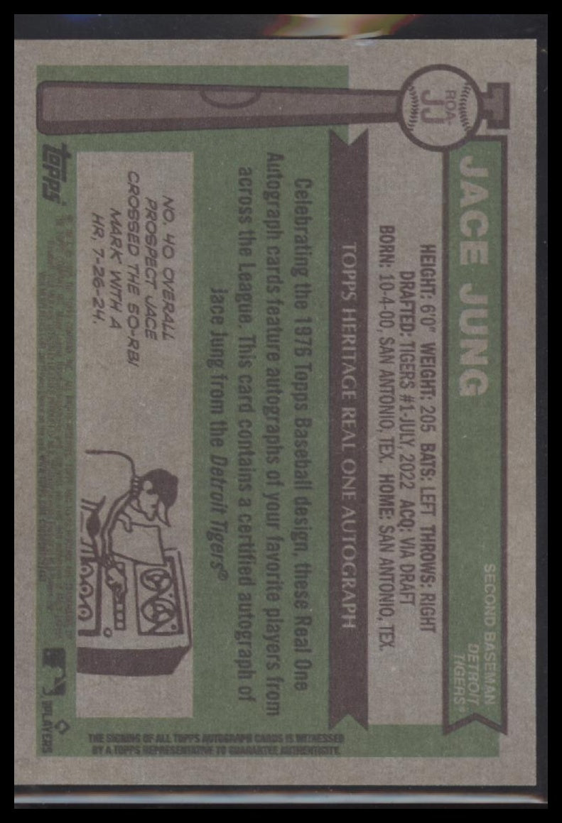 Jace Jung 2025 Topps Heritage #ROA-JJ Real One Autographs - Back