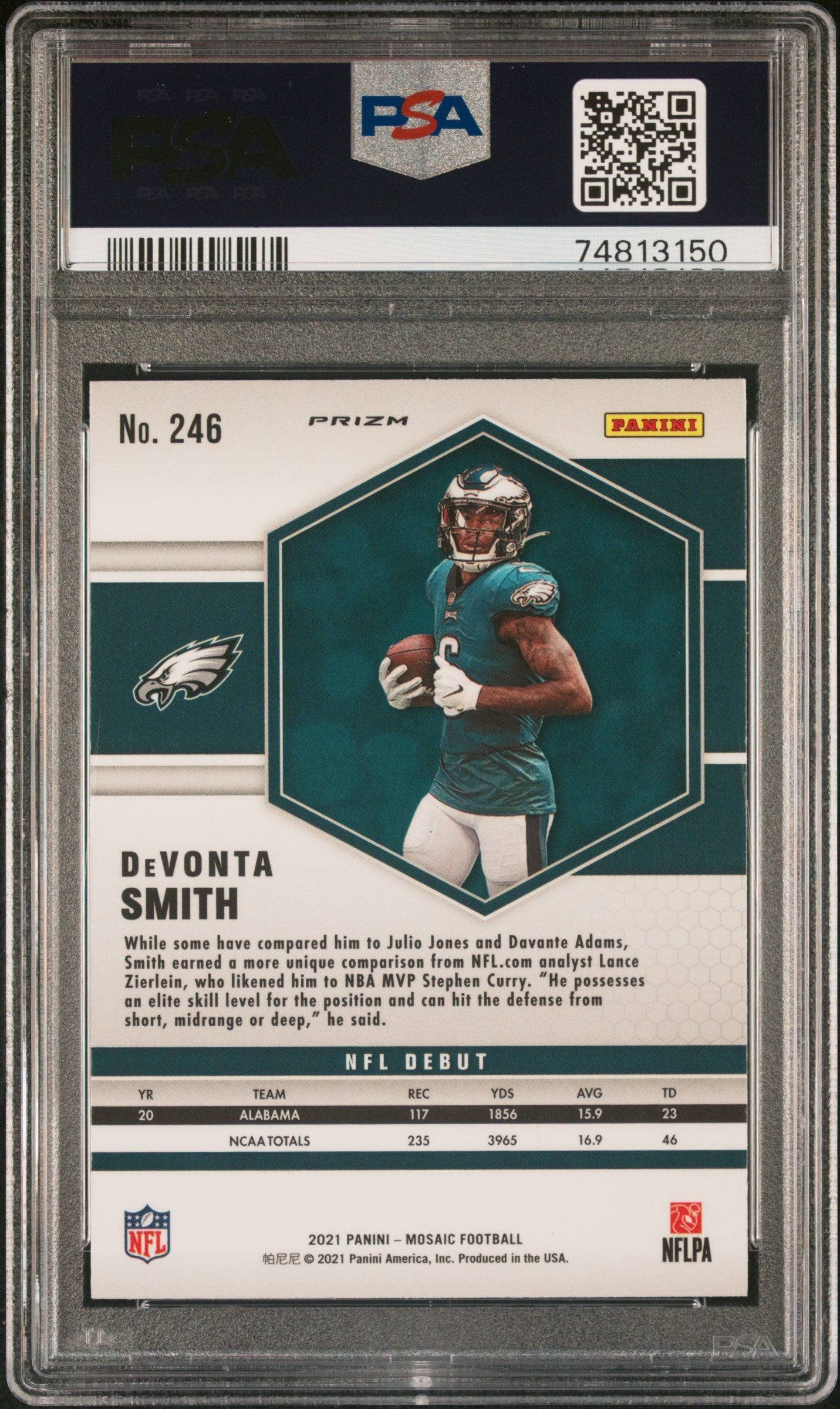 Devonta Smith 2021 Panini Mosaic #246 Mosaic PSA 9 - Back