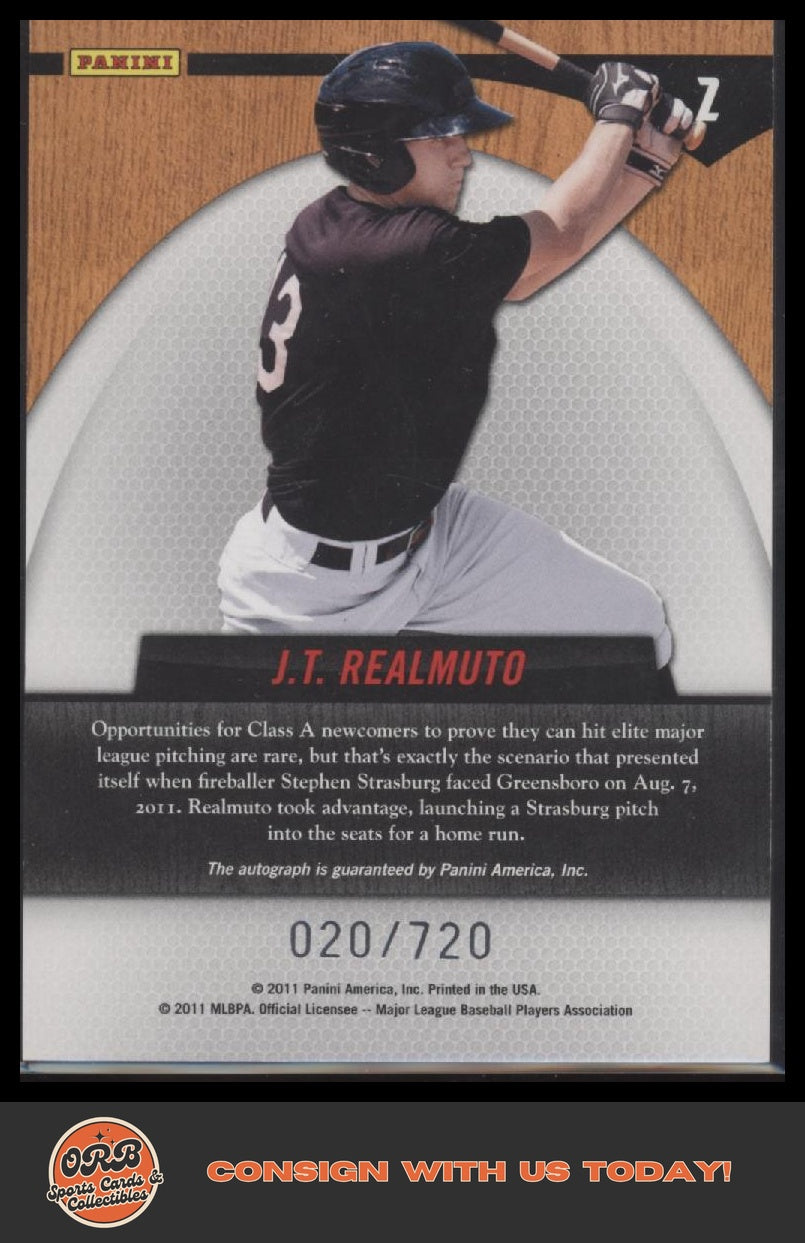 JT Realmuto 2011 Donruss Elite Extra Edition Back to the Future Signatures #/720 - Back