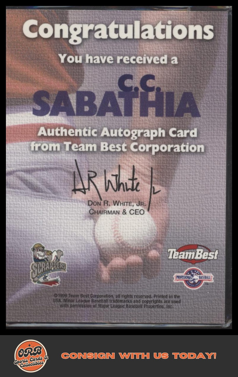 CC Sabathia 1999 Team Best Rookie #NNO Autographs - Back