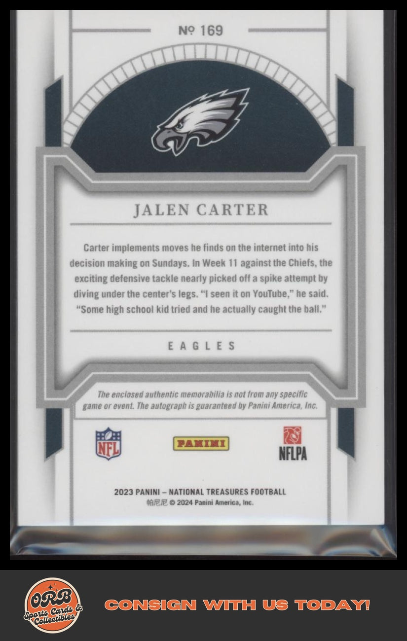 2023 Panini National Treasures Jalen Carter #/99 - Back