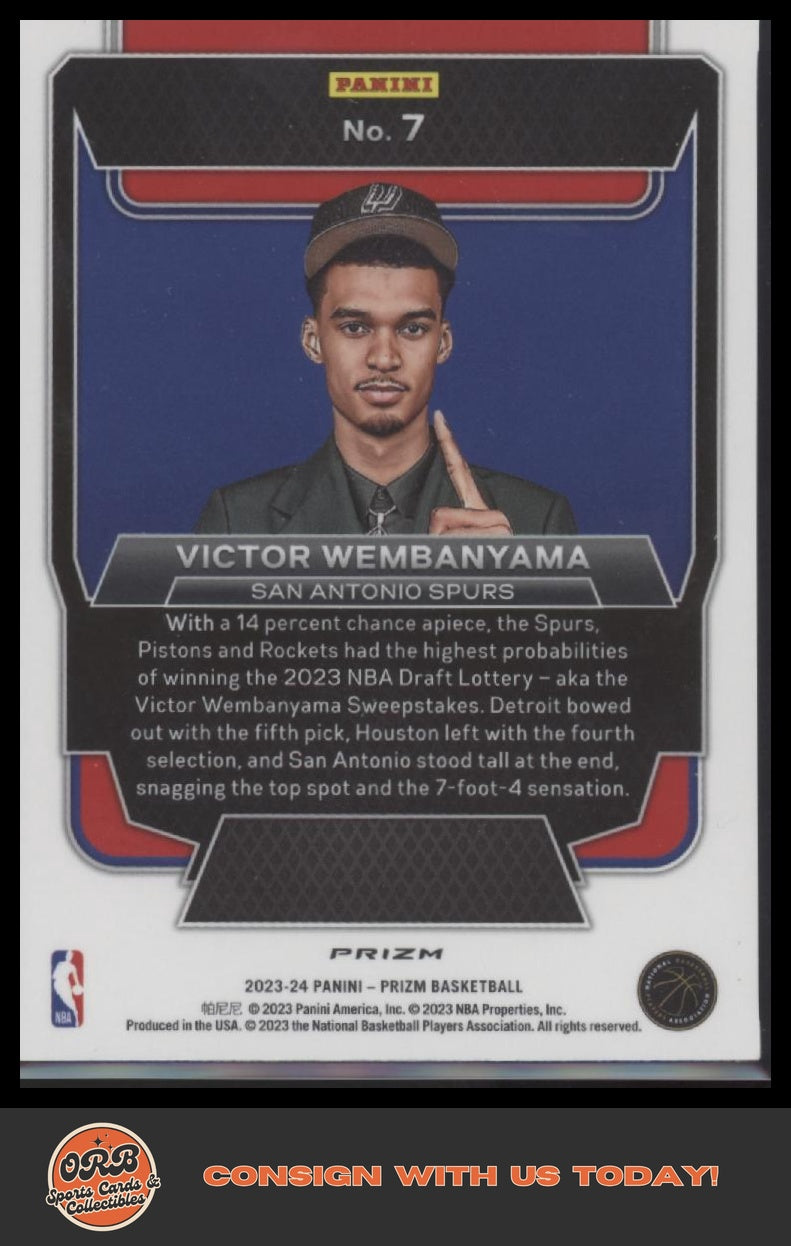 Victor Wembanyama 2023-24 Panini Prizm #7 Luck of the Lottery Prizms Silver - Back