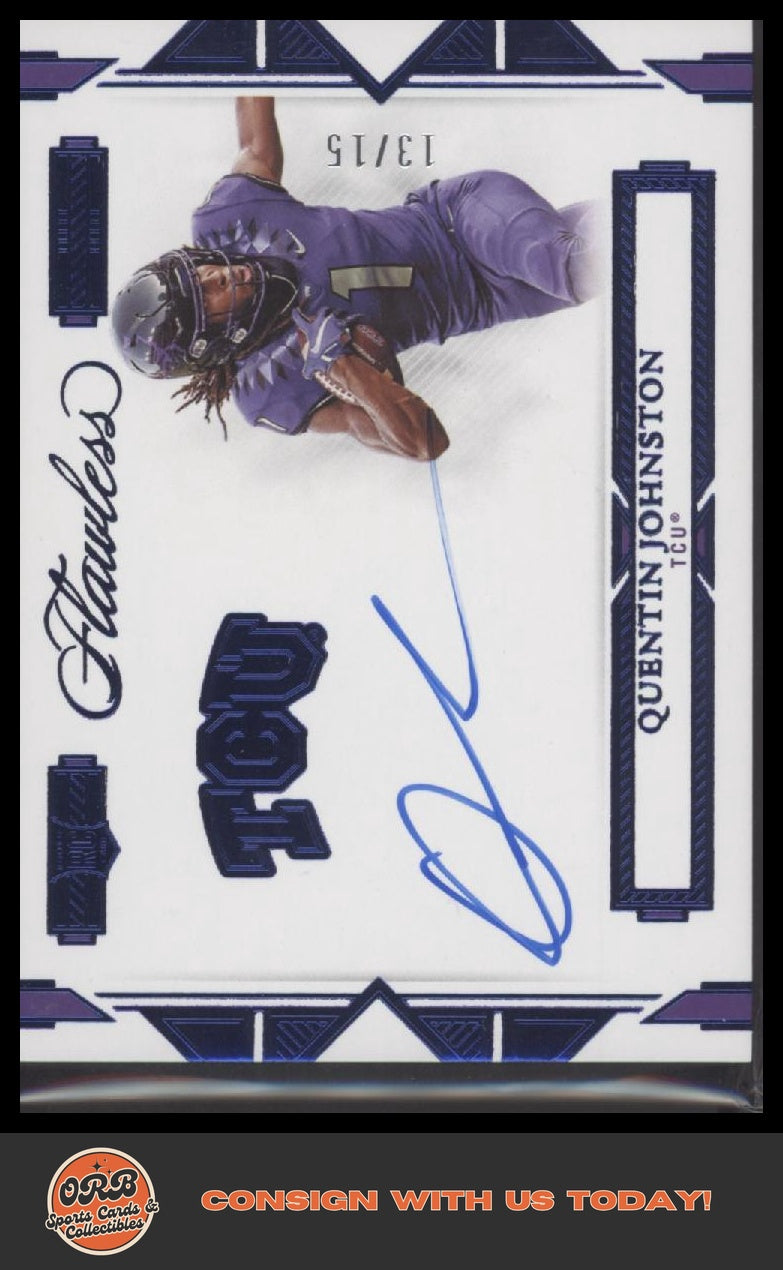 Quentin Johnston 2023 Panini Flawless Collegiate Signatures #/15 - Front