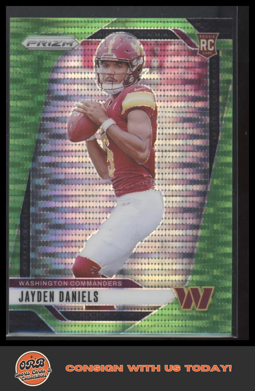 Jayden Daniels 2024 Panini Prizm #347 Neon Green Pulsar - Front