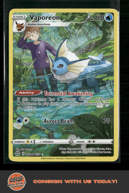 Vaporeon SWSH09: Brilliant Stars Trainer Gallery #TG02/TG30 - Front