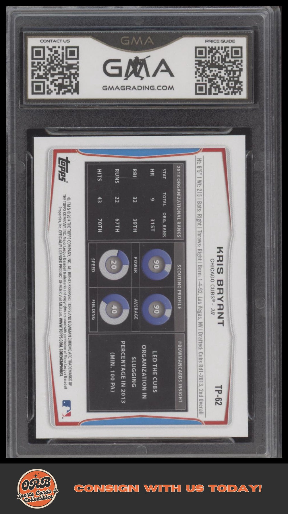 Kris Bryant 2014 Bowman Draft Top Prospects GMA 10 - Back