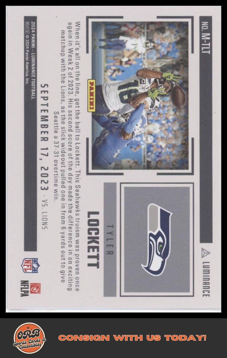Tyler Lockett 2024 Panini Luminance #M-TLT Moments - Back