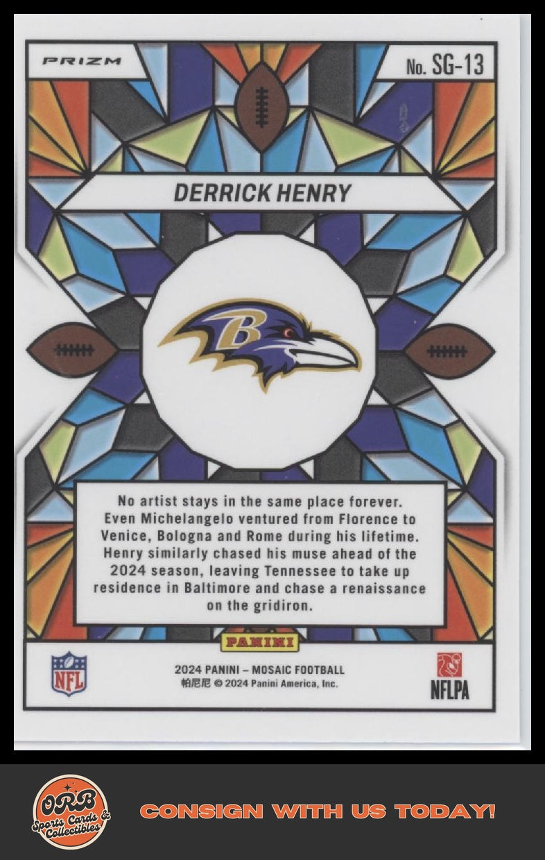 Derrick Henry 2024 Panini Mosaic #SG-13 Stained Glass - Back