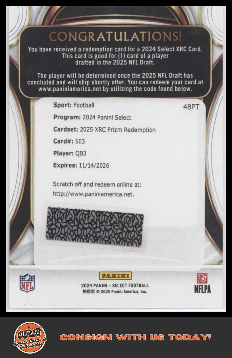 2025 XRC QB3 Redemption - 2024 Select Football - Front