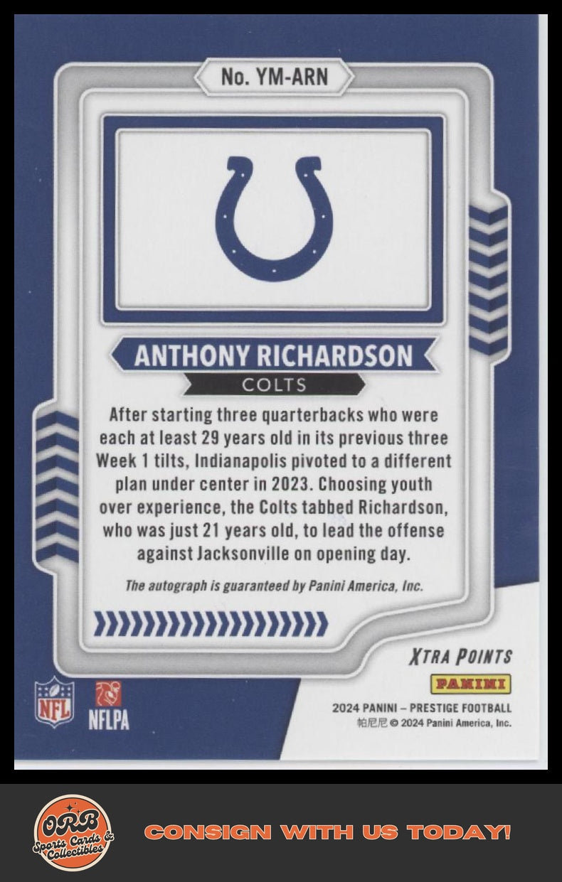 Anthony Richardson 2024 Panini Prestige Youth Movement #/25 - Back