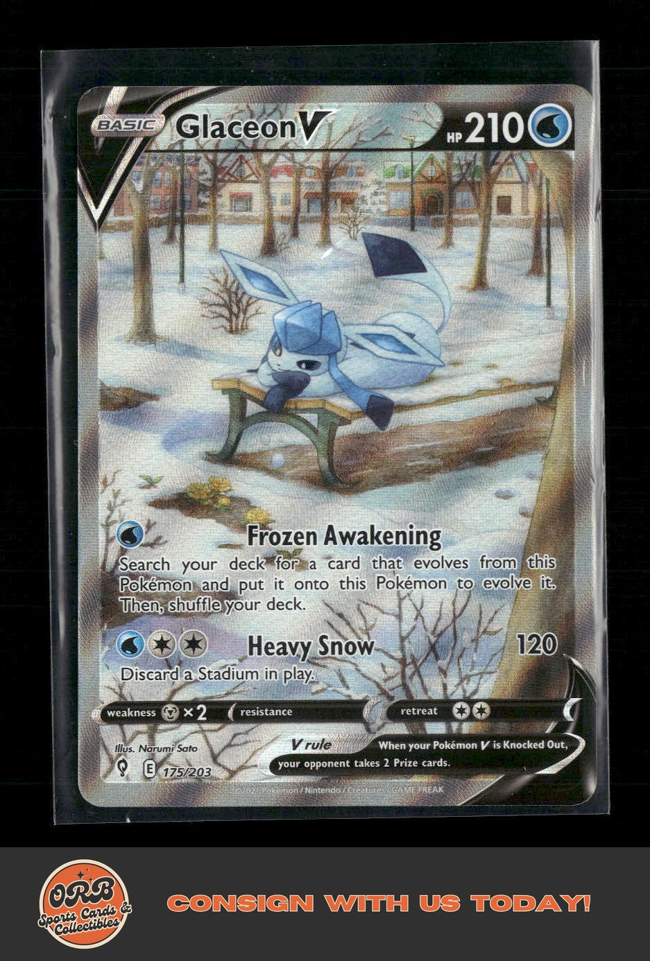 Glaceon V (Alternate Full Art) SWSH07: Evolving Skies #175/203 - Front