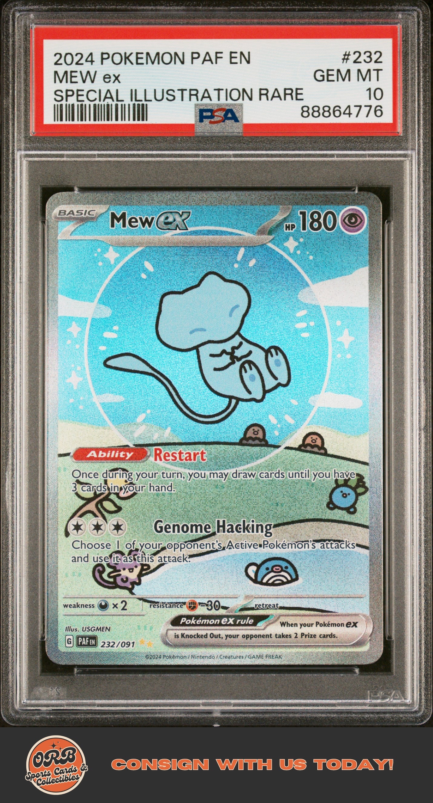 Mew Ex 2024 Pokemon Paf En-Paldean Fates #232 Special Illustration Rare PSA 10 - Front