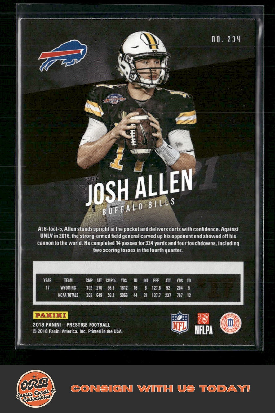 Josh Allen 2018 Panini Prestige #234 Xtra Points Purple - Back