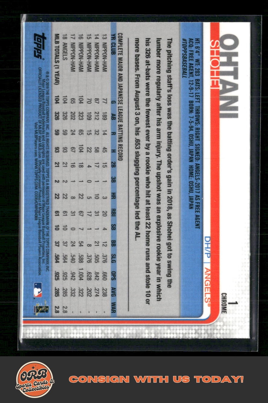 Shohei Ohtani 2019 Topps Chrome #1 - Back
