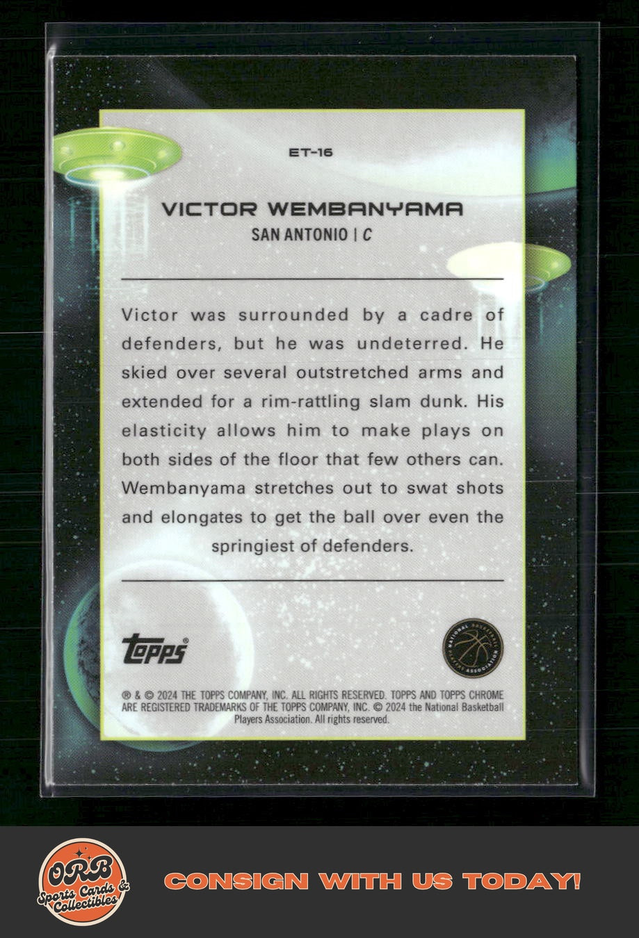Victor Wembanyama 2023-24 Topps Chrome Cosmic #ET-16 Extraterrestrial Talent - Back