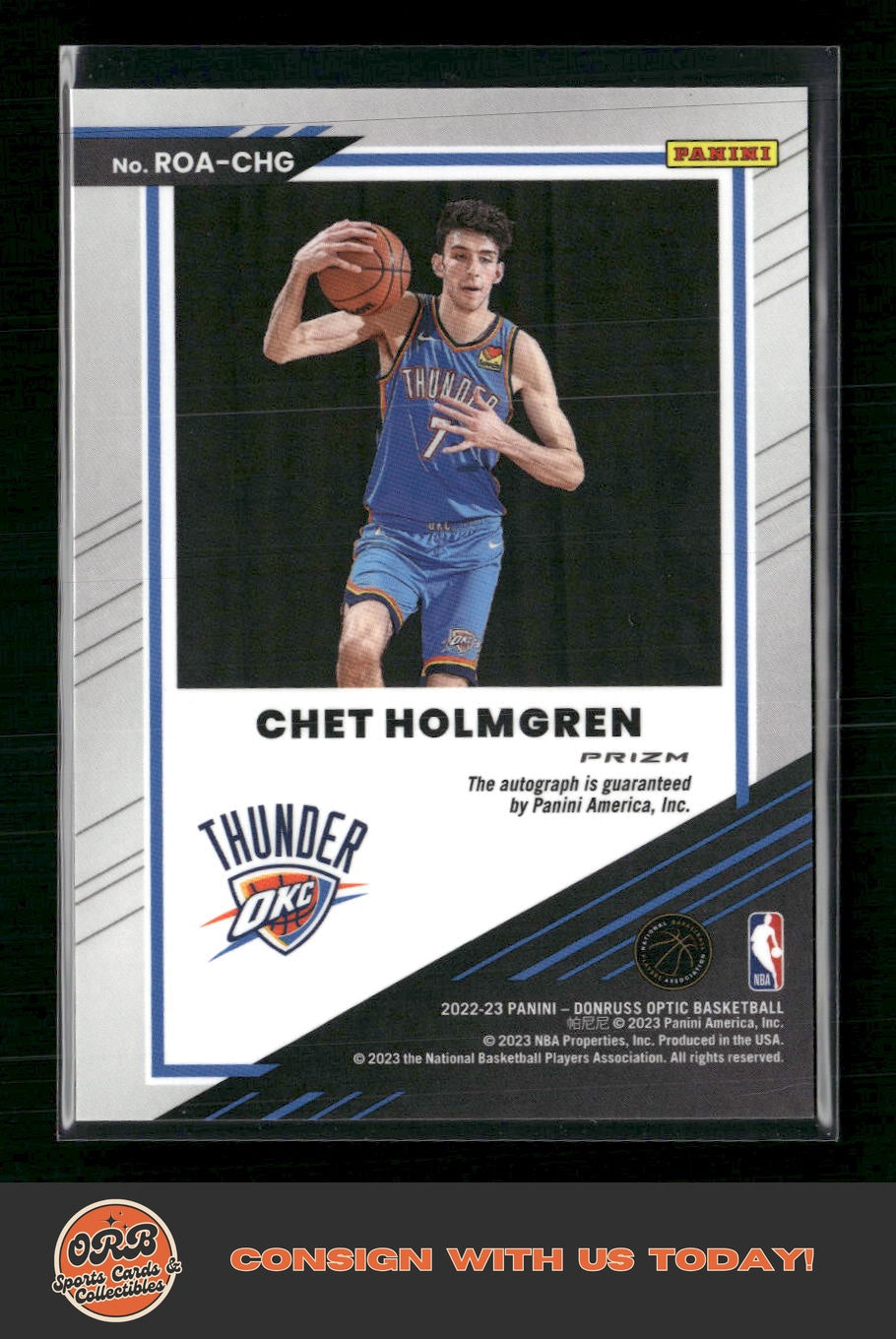 Chet Holmgren 2022-23 Donruss Optic Rookie Optics Autographs Green - Back
