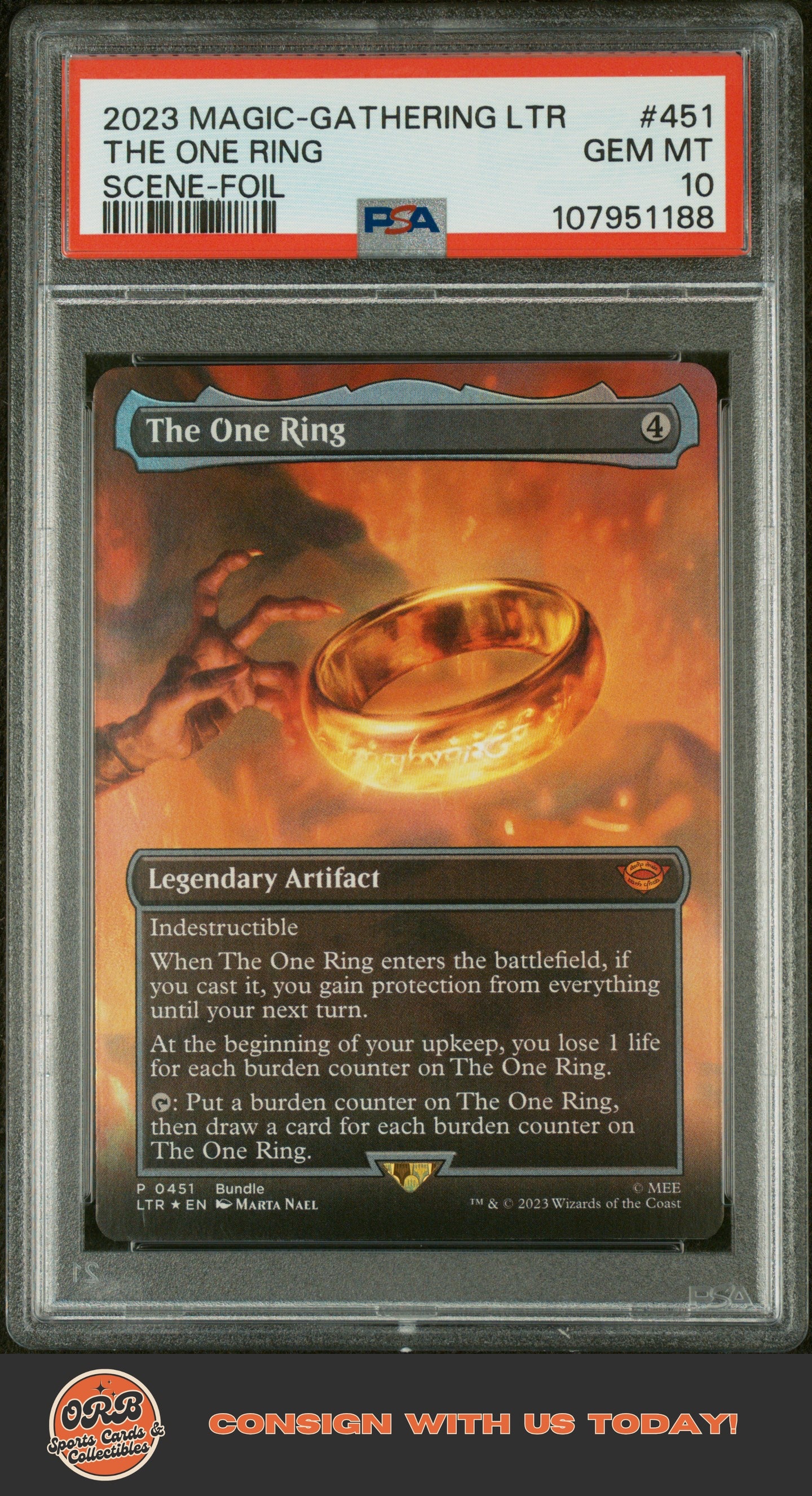 The One Ring 2023 Magic The Gathering Tales Of Middle-Earth #451 -Foil PSA 10 - Front