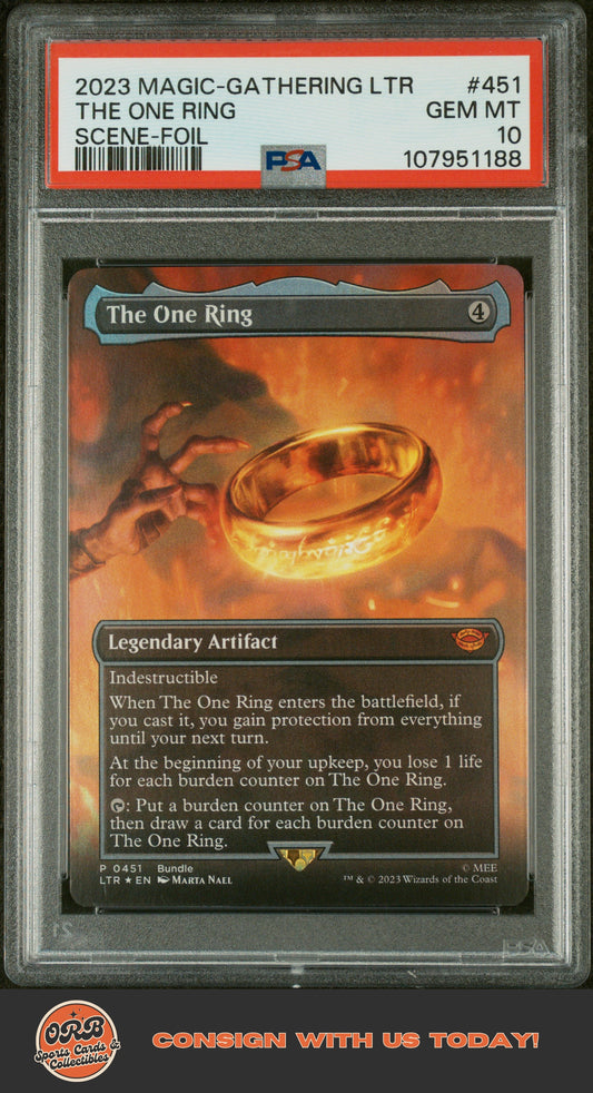 The One Ring 2023 Magic The Gathering Tales Of Middle-Earth #451 -Foil PSA 10 - Front