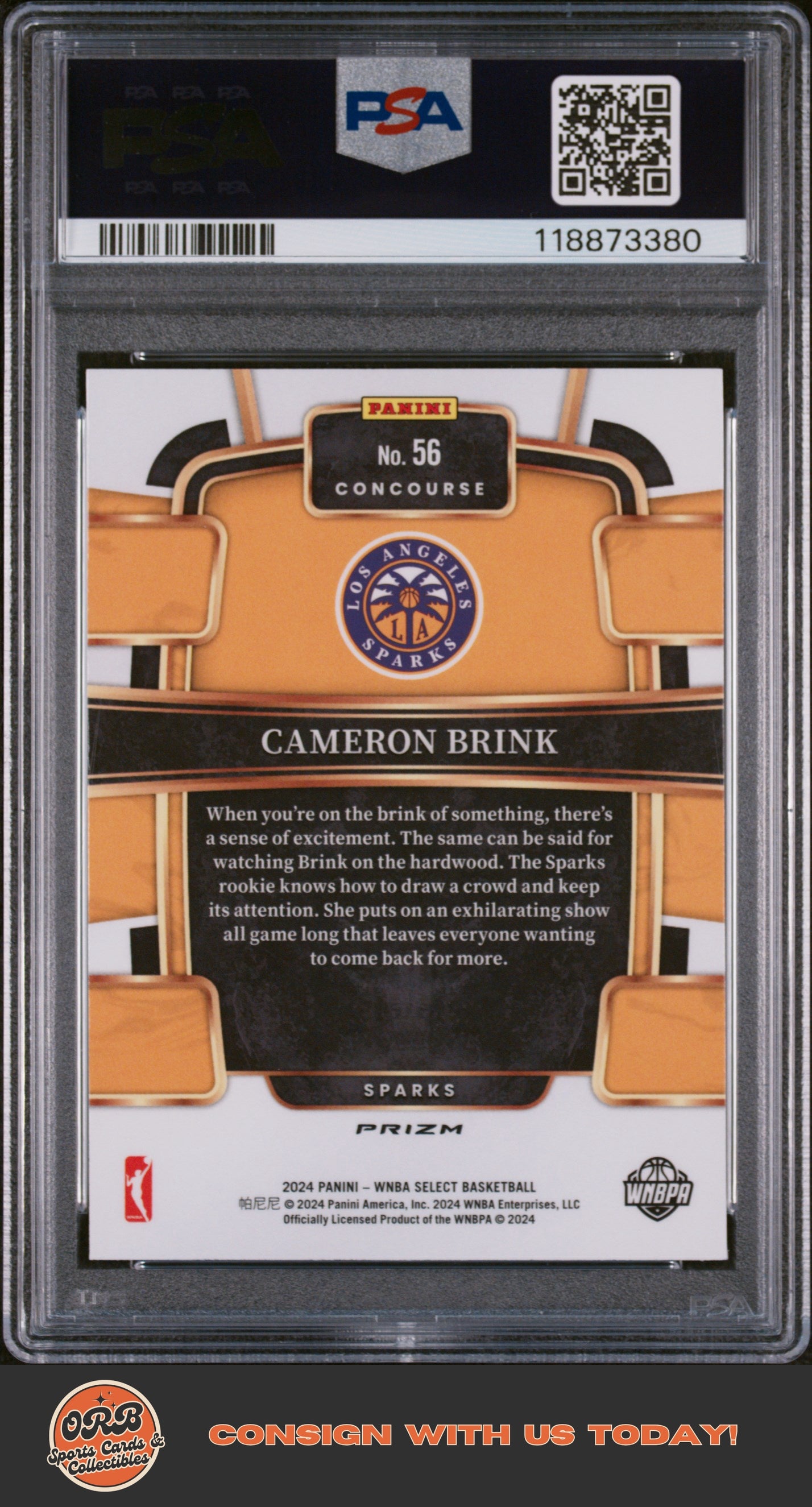 Cameron Brink 2024 Panini Select Wnba #56 Pink Ice PSA 9 - Back