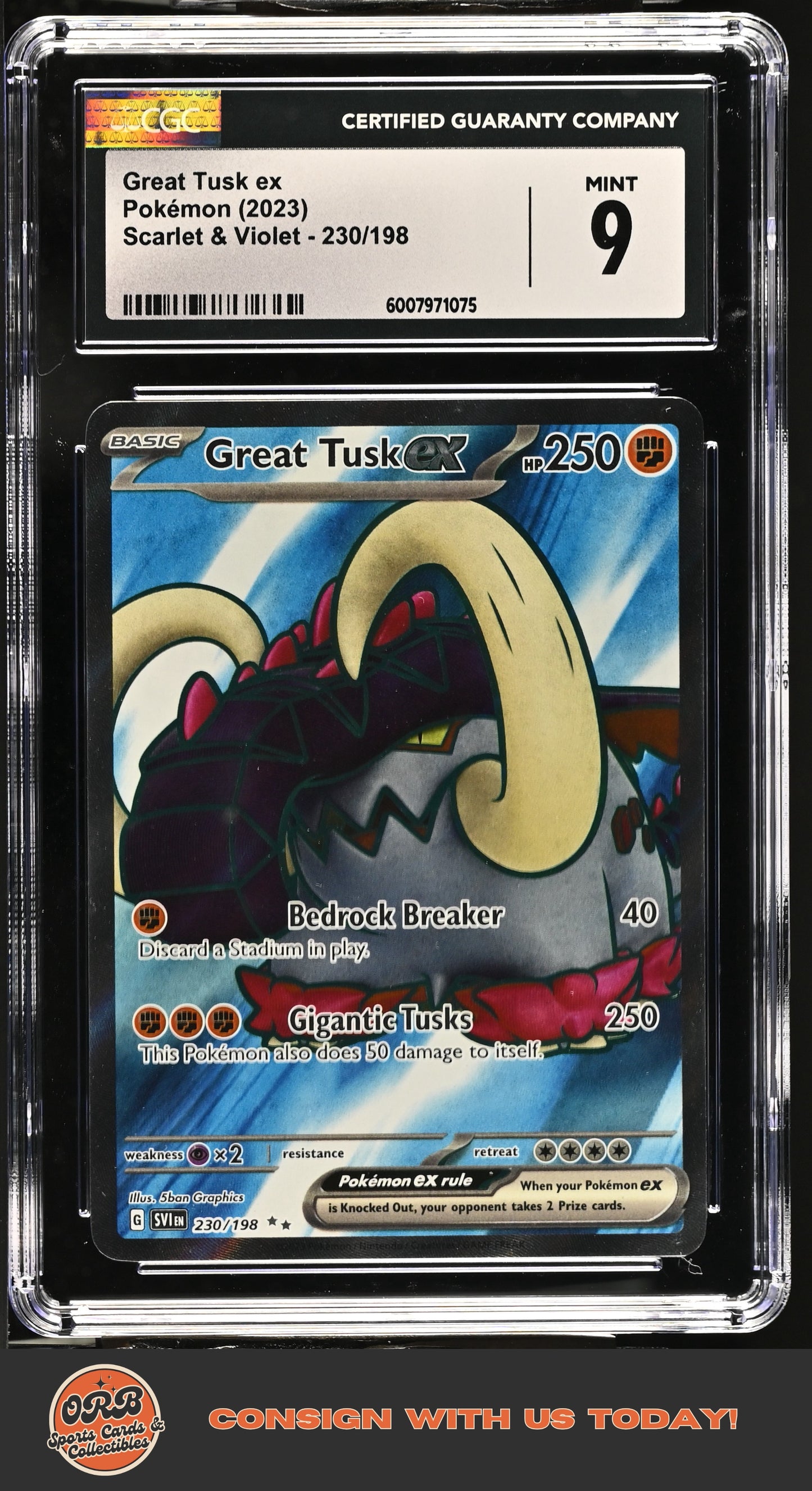 Great Tusk ex 2023 Scarlet & Violet #230/198 CGC 9 - Front