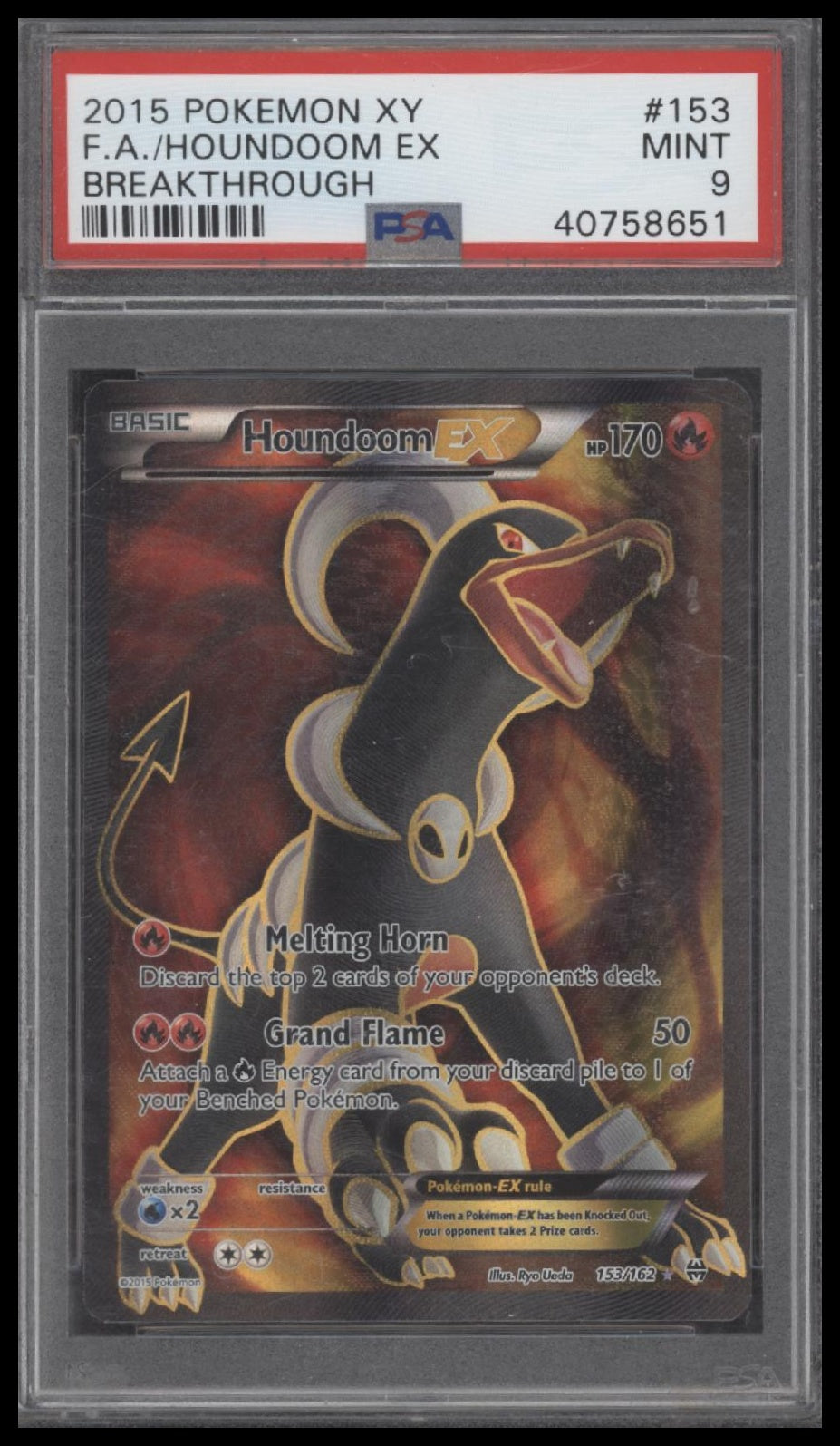 Fa/Houndoom Ex 2015 Pokemon Xy Breakthrough #153 Breakthrough PSA 9 - Front
