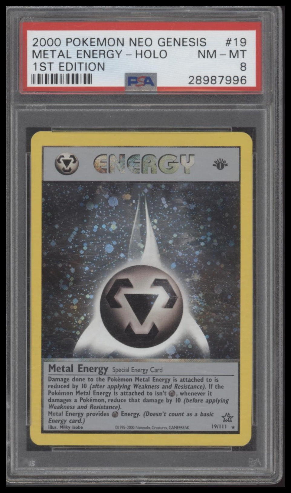 Metal Energy-Holo 2000 Pokemon Neo Genesis 1st Edition #19 1st Edition PSA 8 - Front