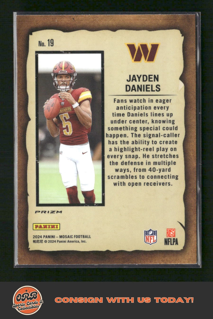 Jayden Daniels 2024 Panini Mosaic #19 Notoriety Mosaic - Back